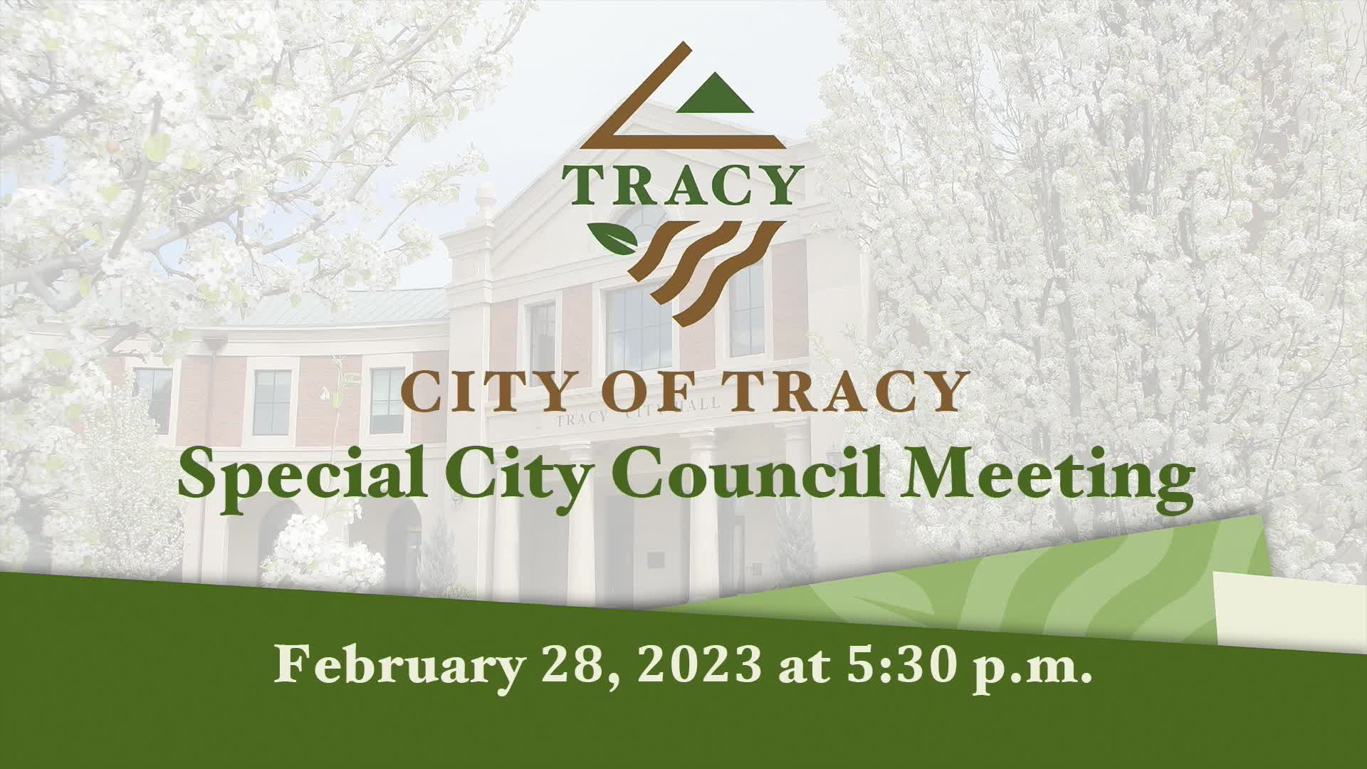 February 28, 2023 - Special Tracy City Council Meeting: Public Safety and Public Facilities Master Plan Updates Workshop