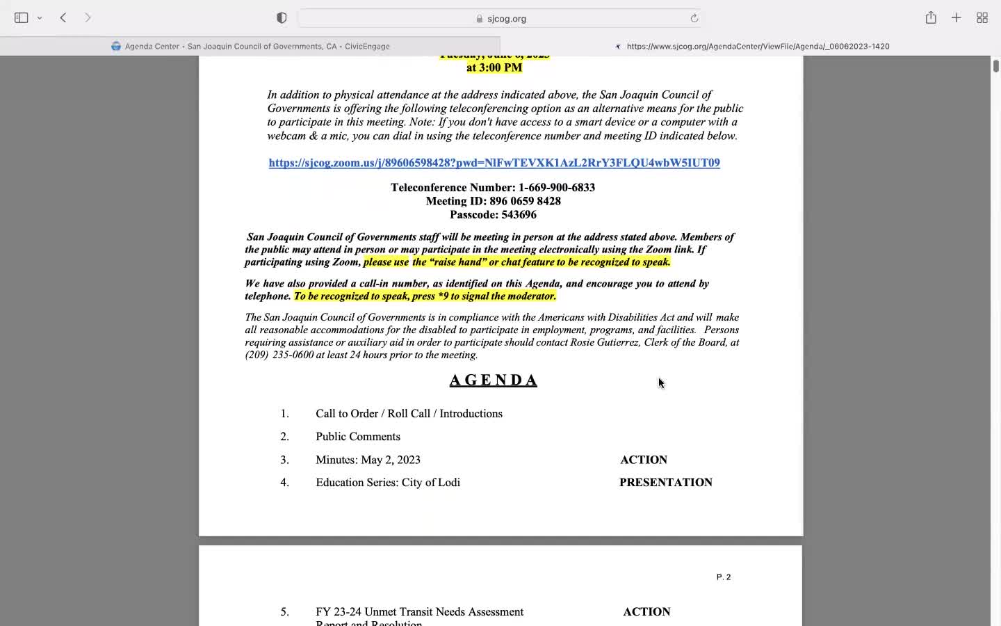 June 6, 2023 - Social Services Transportation Advisory Council