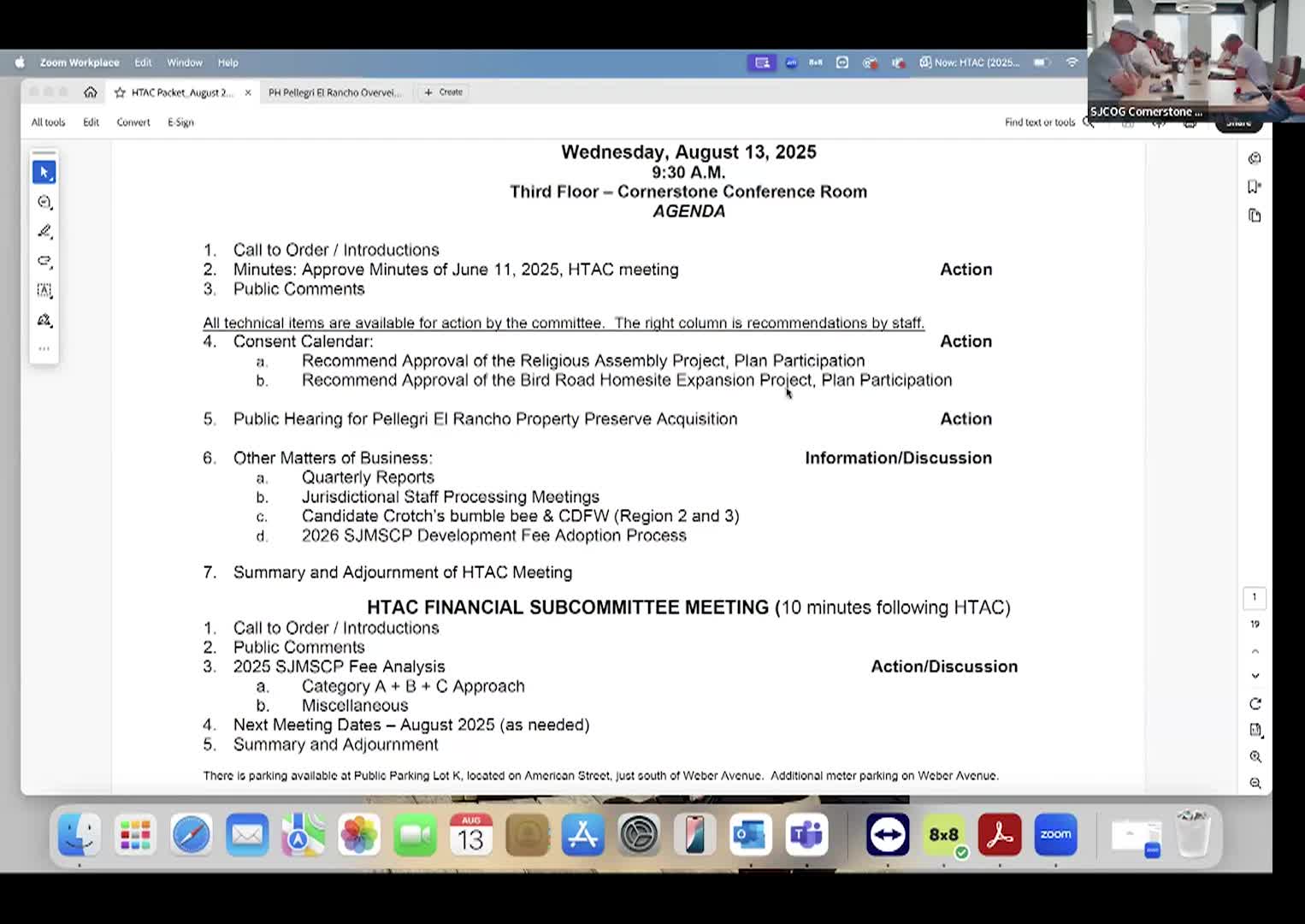 August 13, 2025 - San Joaquin Council of Governments Habitat Technical Advisory Committee Meeting