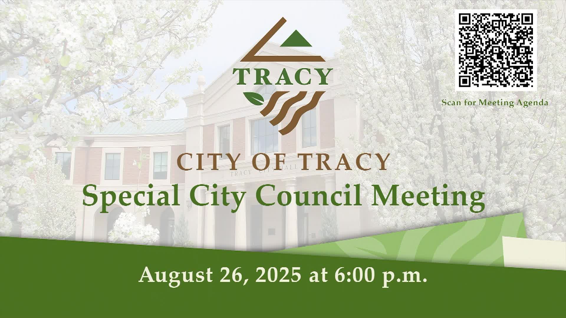 Thumbnail image for August 26, 2025 - Tracy City Council Special Meeting