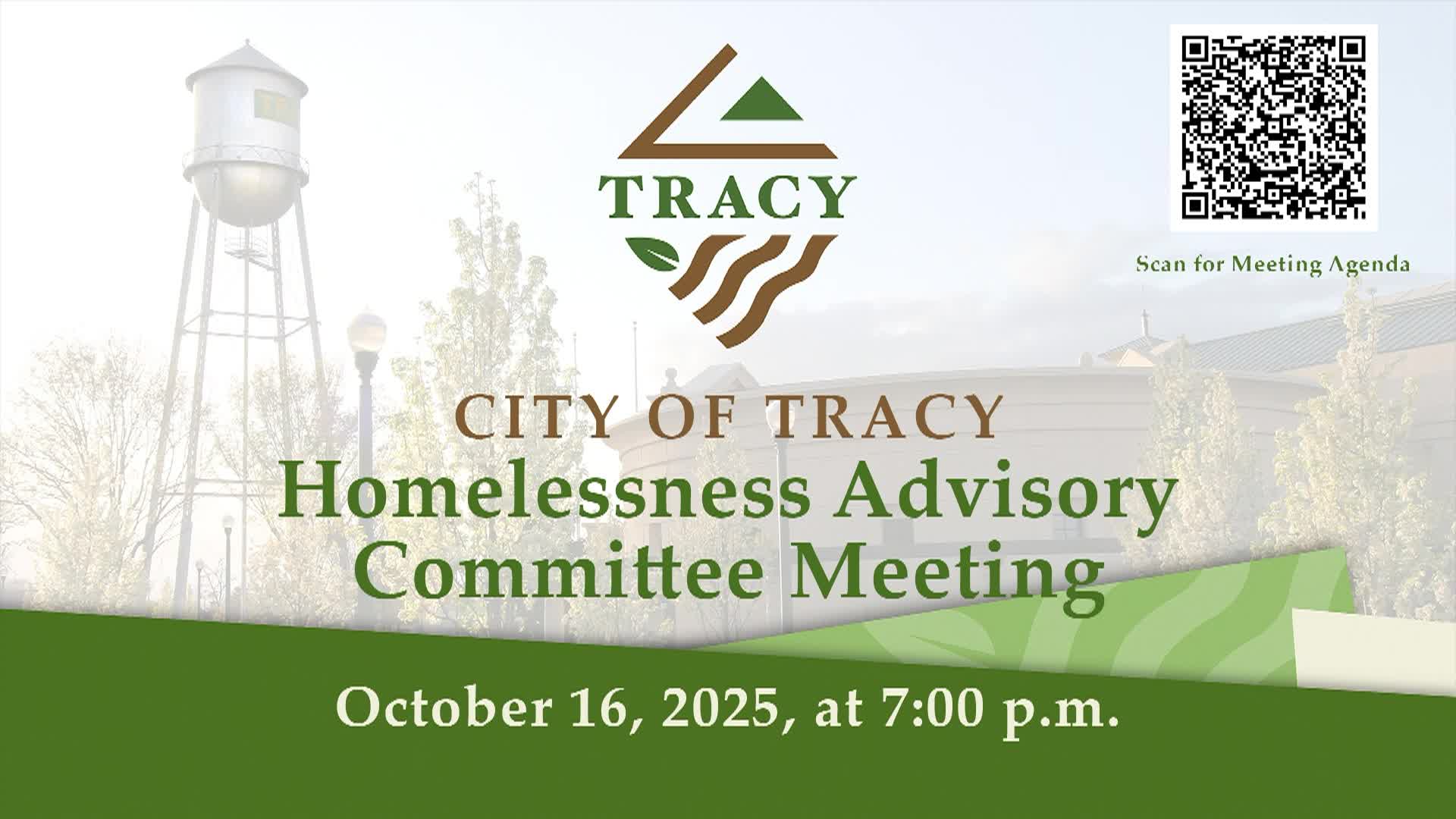 October 16, 2025 - Tracy Homelessness Advisory Committee Meeting
